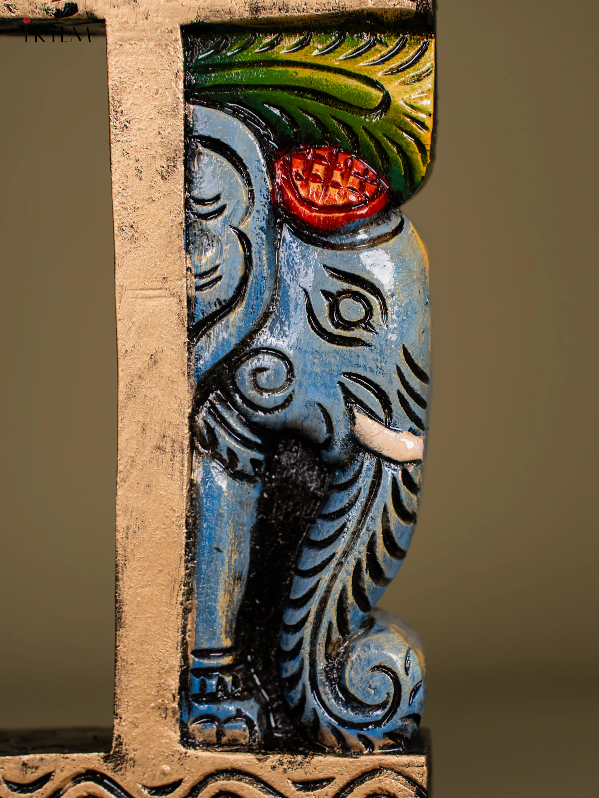 Hand-painted Wooden Carved Kovil Gopuram Panel - 24 Inch - KN01211 - Image 3