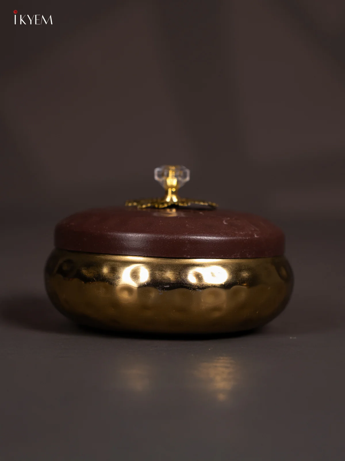 Golden Metal Dryfruit Nuts Jar with Brown Lid - 5 Inch - KN02118 - Image 2