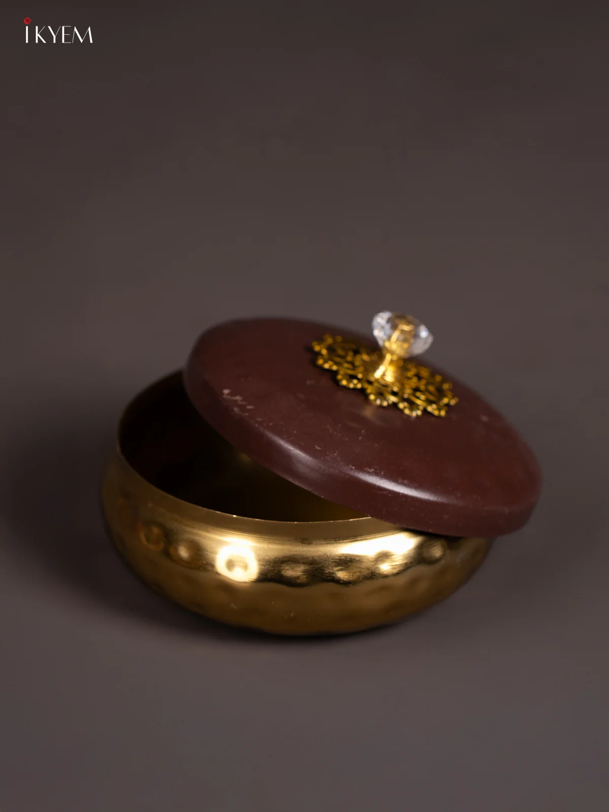 Golden Metal Dryfruit Nuts Jar with Brown Lid - 5 Inch - KN02118 - Image 3