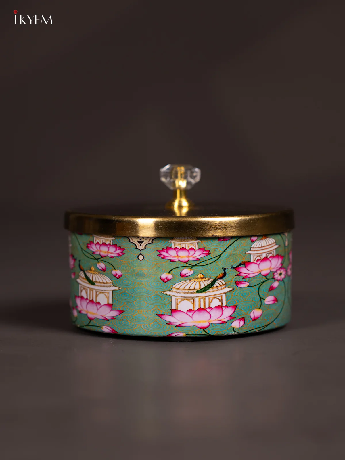 Lotus Digital Printed Dry Fruit Nuts Jar - Green - 4 Inch - KN02119 - Image 2