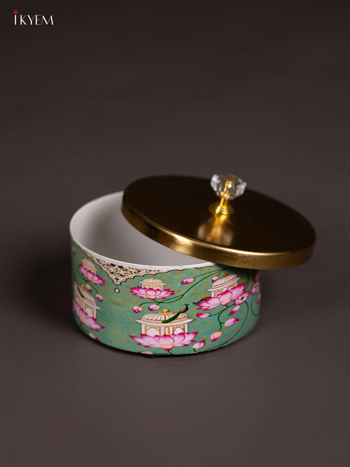 Lotus Digital Printed Dry Fruit Nuts Jar - Green - 4 Inch - KN02119 - Image 3