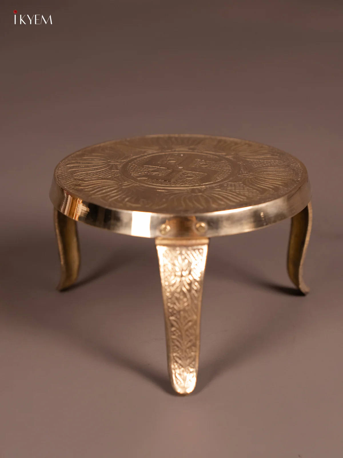 Brass Swastik Mukkali Stool - 5 Inch - KN03119