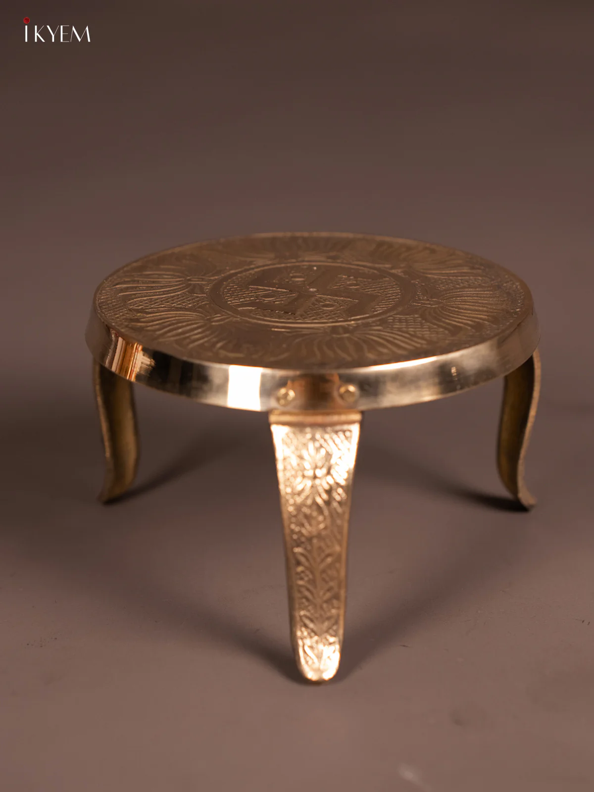 Brass Swastik Mukkali Stool - 6 Inch - KN03120