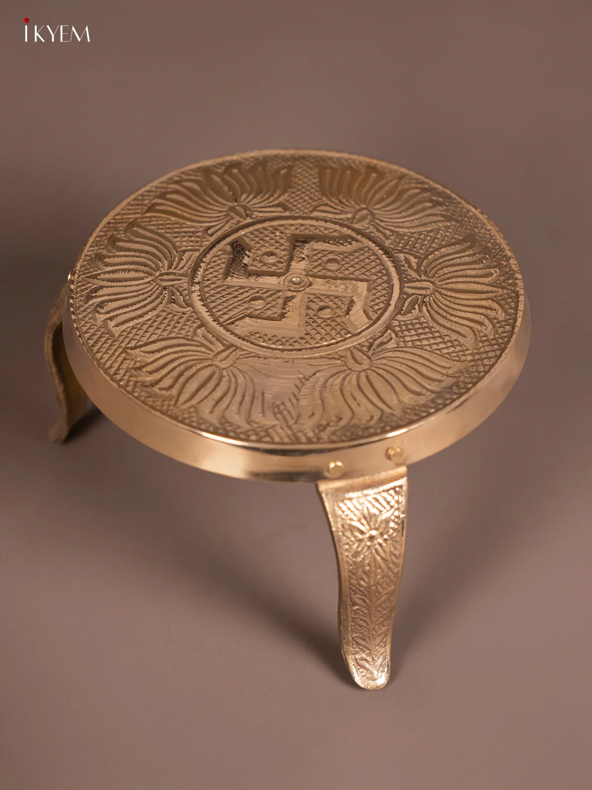 Brass Swastik Mukkali Stool - 6 Inch - KN03120 - Image 2