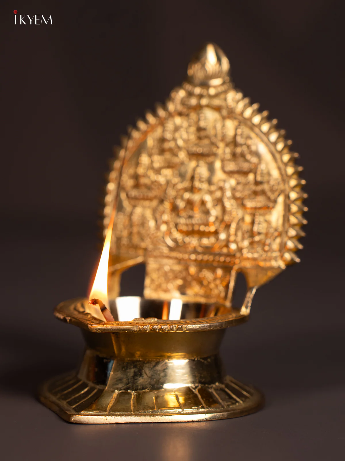 Traditional Brass Ashtalakshmi Diya - 6 Inch - KN03127 - Image 5