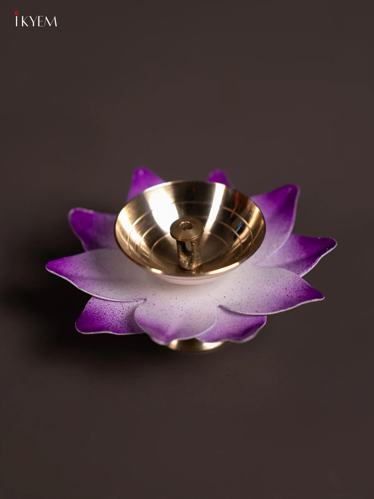 Violet Brass Lotus Diya - 3 Inch - KN04113 - Image 2