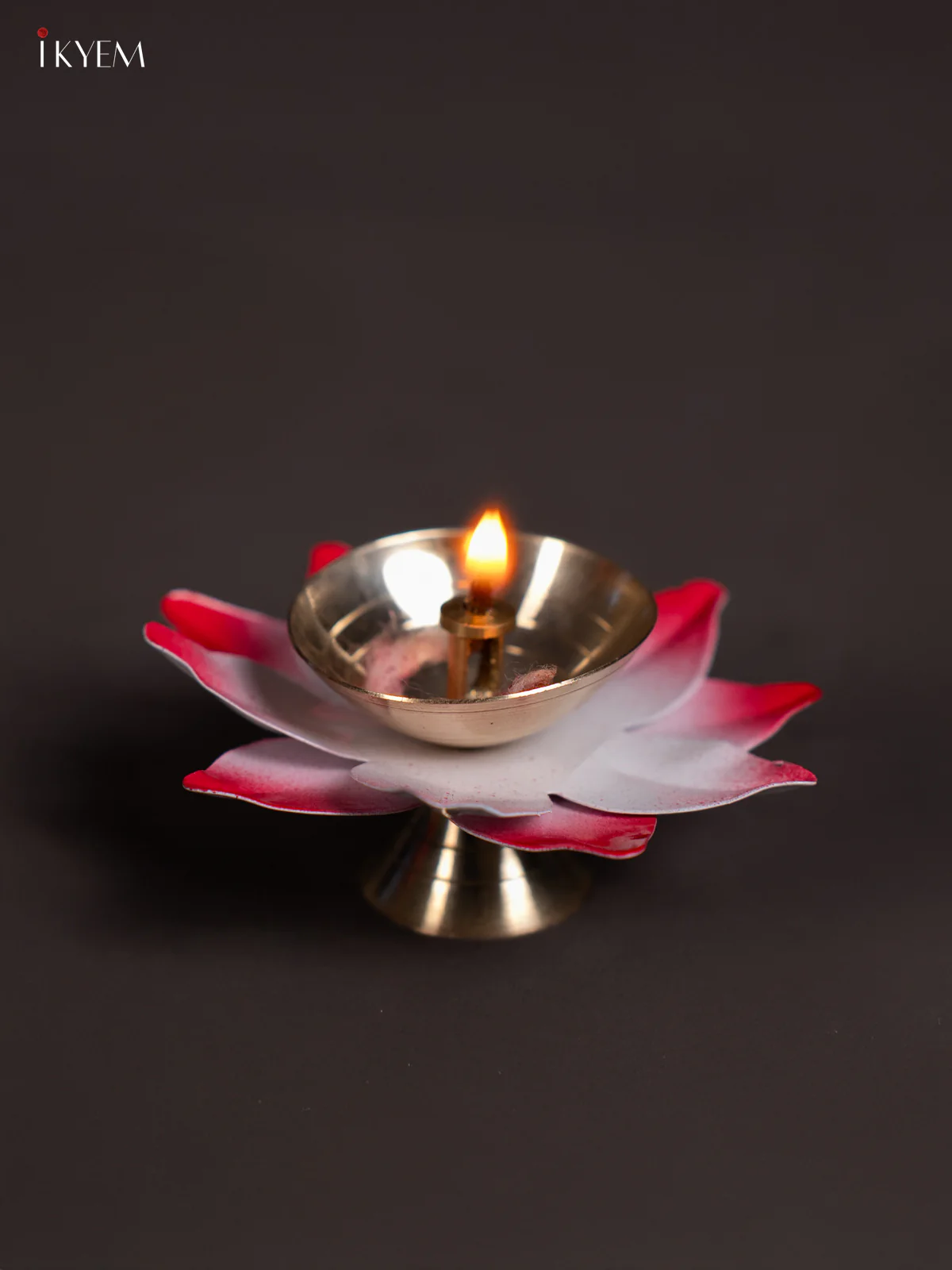 Red Brass Lotus Diya - 3 Inch - KN04116
