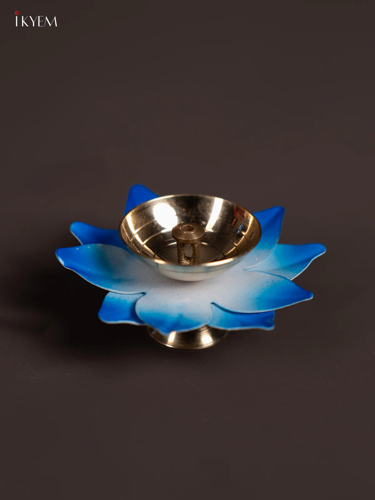 Blue Brass Lotus Diya - 3 Inch - KN04118 - Image 2