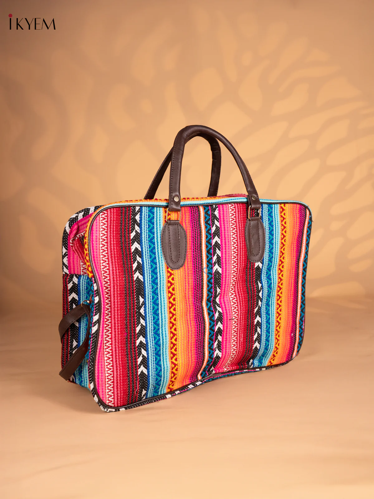 Printed Oversized Jacquard Tote Bag with Detachable Strap - Multicolour - KN05113 - Image 2