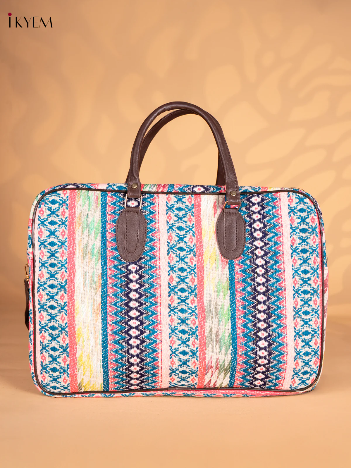 Aztec Pattern Oversized Jacquard Tote Bag with Detachable Strap - Multicolour - KN05114