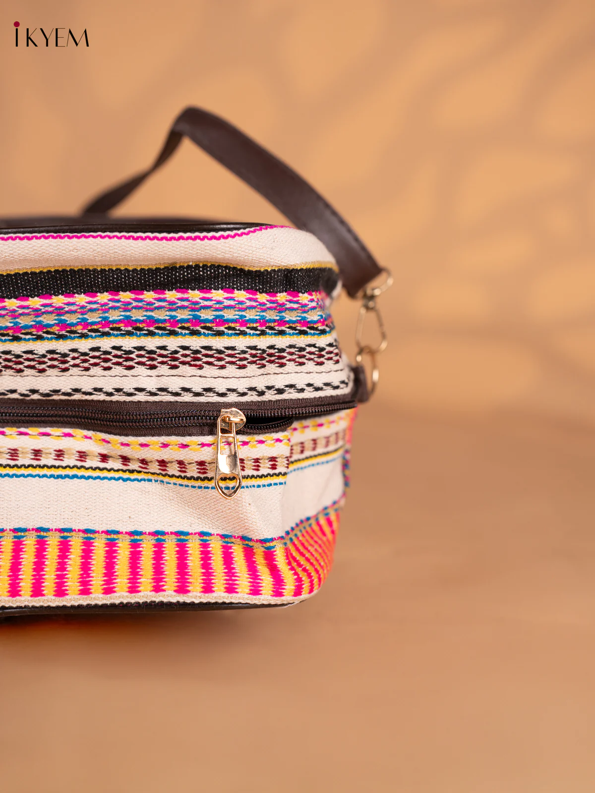Printed Oversized Jacquard Tote Bag with Detachable Strap - Cream - KN05115 - Image 3