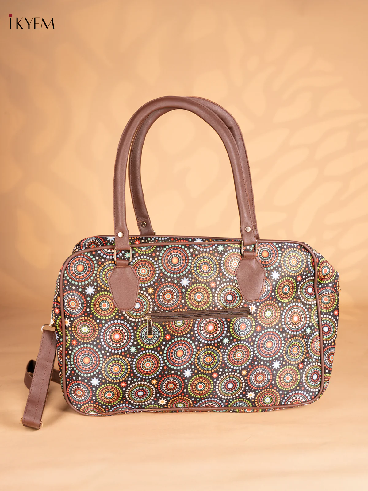 Aztec circles Printed Shoulder Bag with Detachable Strap - Black - KN05122 - Image 4