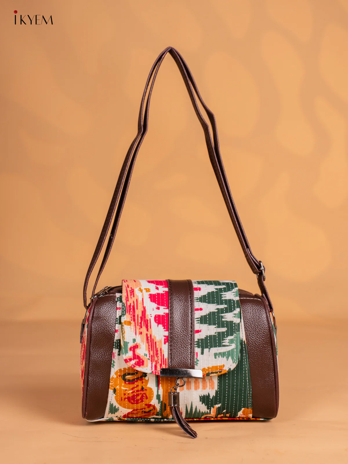 Ikkat Printed Flap Sling Bag - Multicolour - KN05139