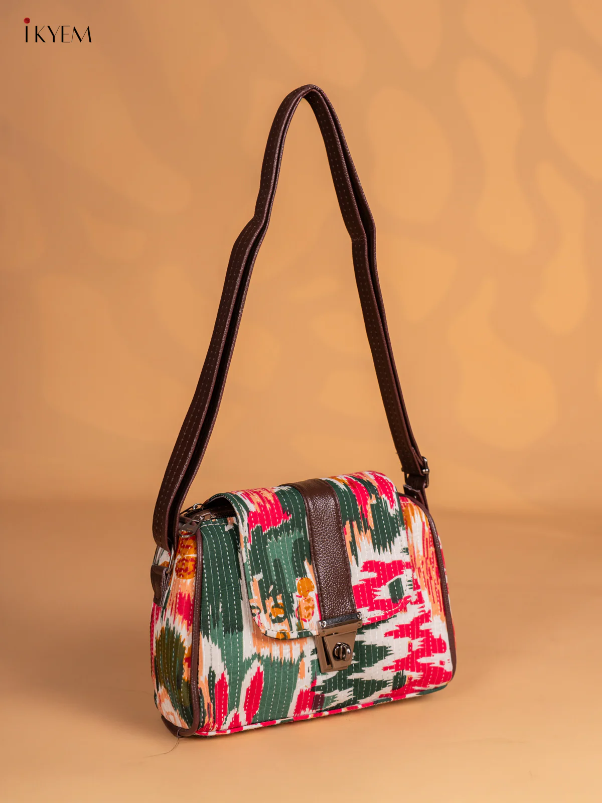 Ikkat printed Gusset & Flap Sling Bag - Multicolour - KN05155 - Image 2