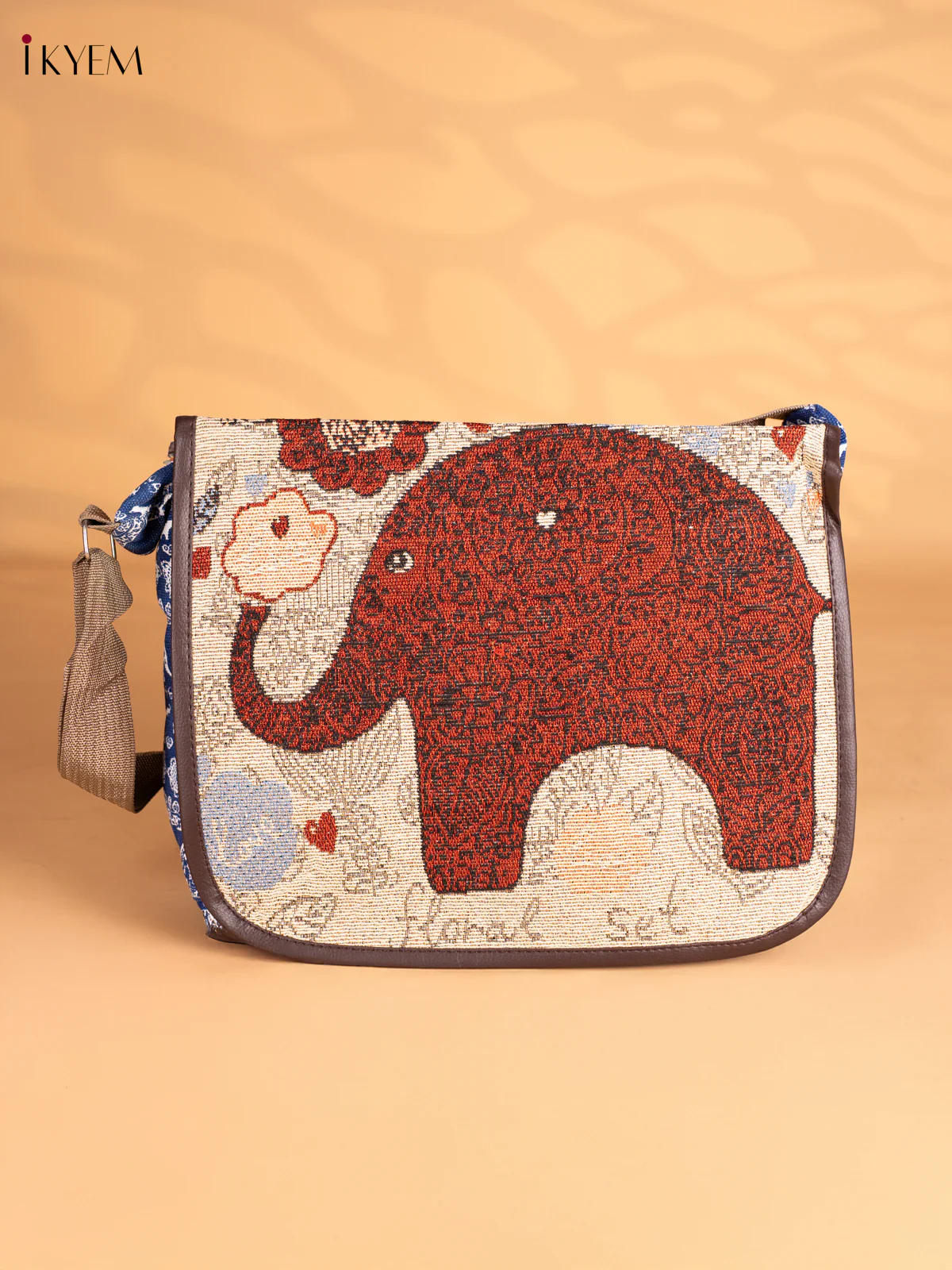 Elephant Design Crossbody Bag - Blue - KN05172