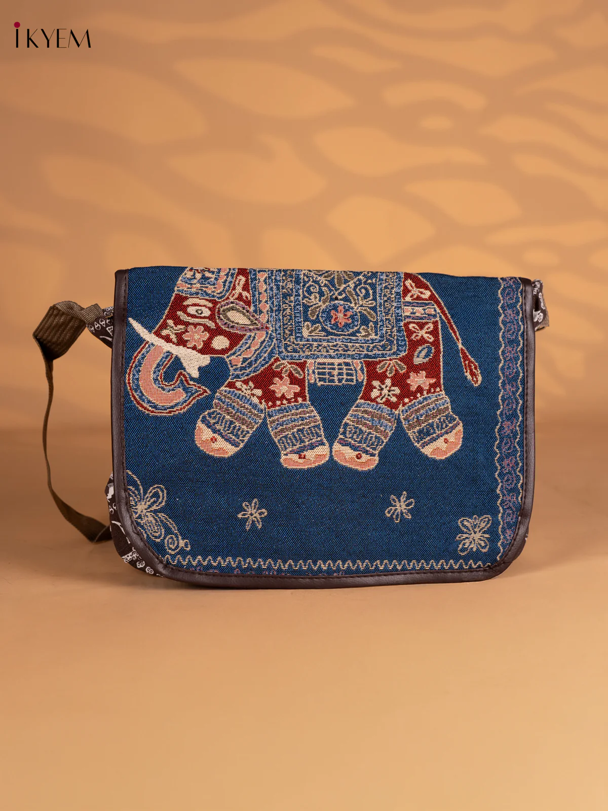 Elephant Printed Crossbody Bag - Brown - KN05179