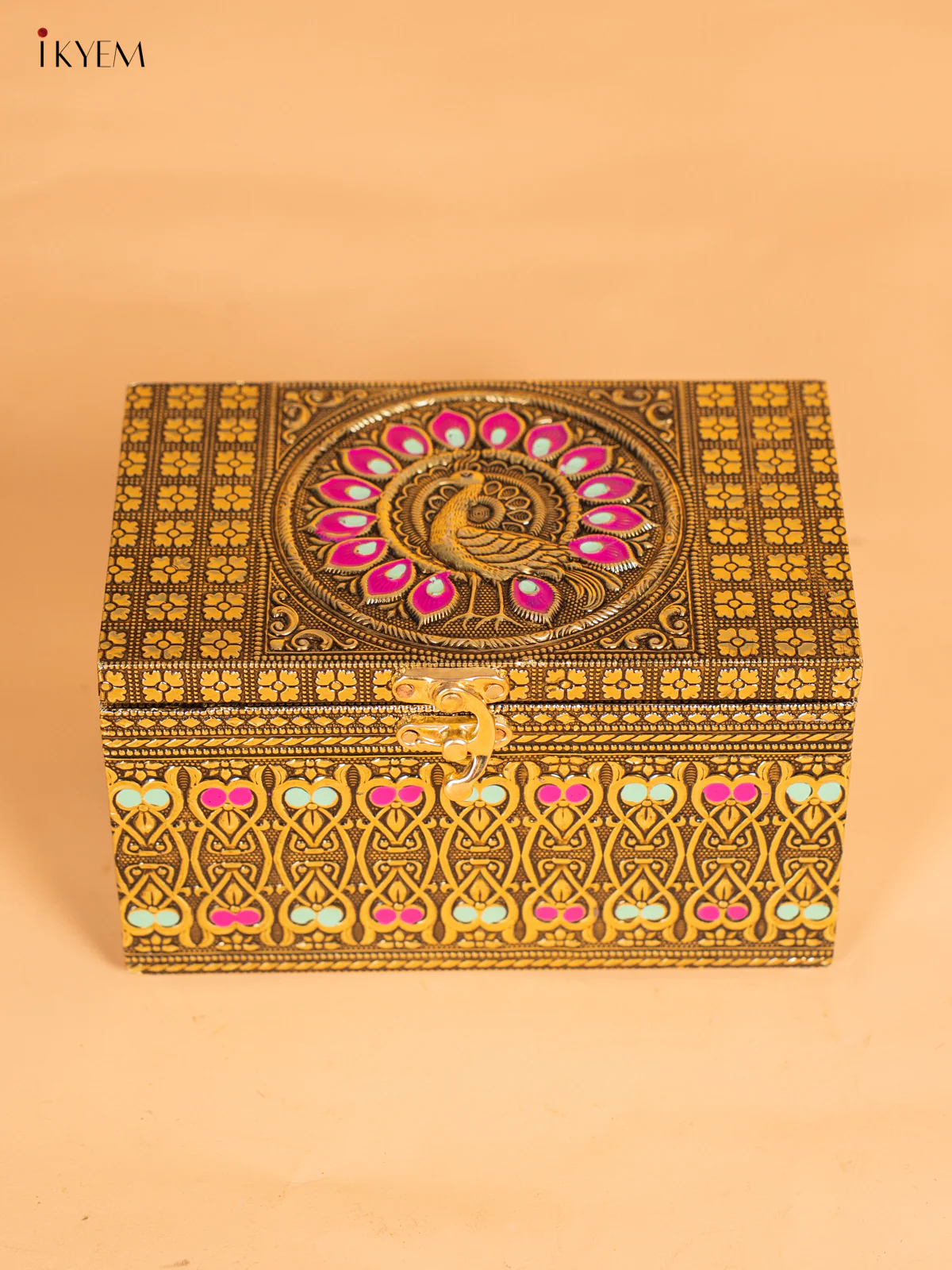 Peacock Oxidized Meenakari Dry Fruit Box with 2 Glass Jar - (6.5×4) Inch - KN06111 - Image 4