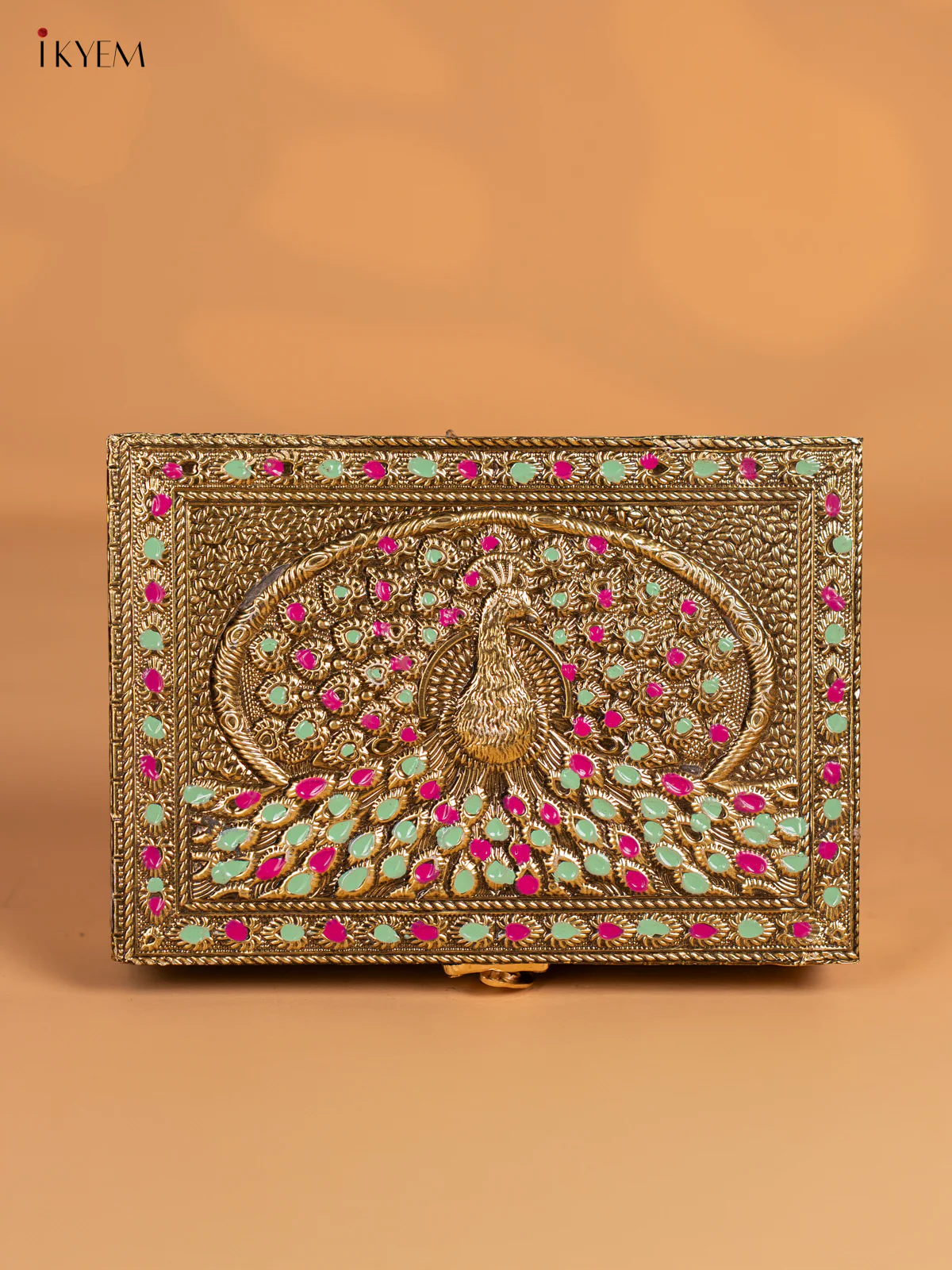 Oxidized Gold Trinket Box with Peacock - (7X5) Inch - KN06112 - Image 4