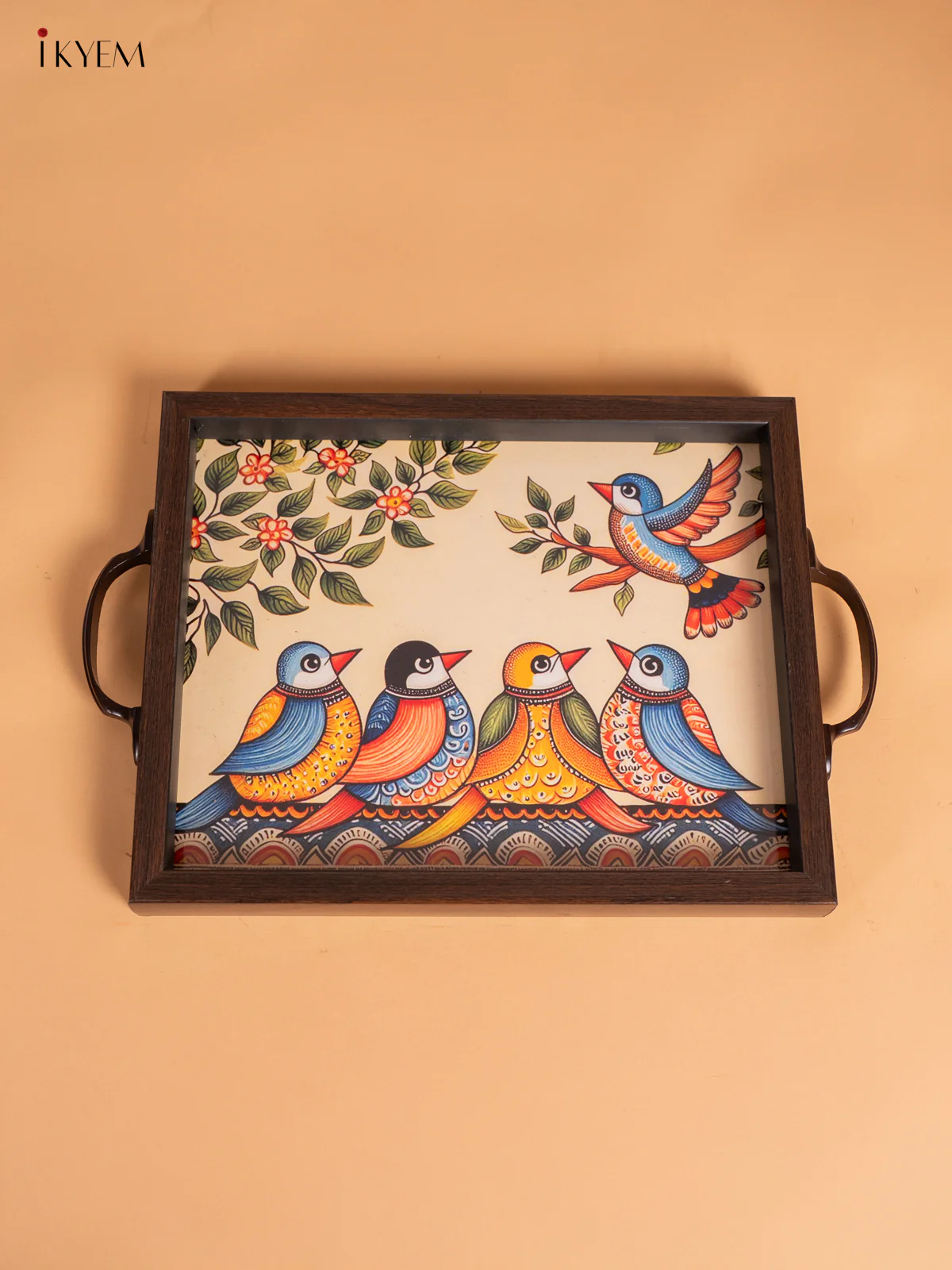 Madhubani Art Tray with Depiction of Brids - (10.4X8.5) Inch - KN06115 - Image 4