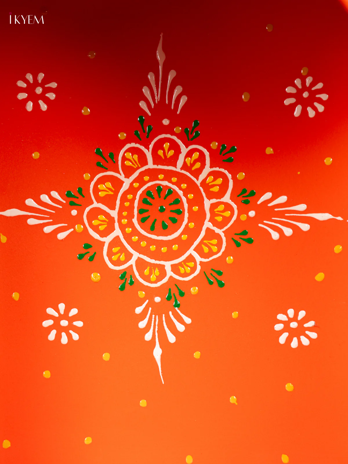 Hand- Painted Wooden Pooja Mandapam with Drawer - Orange - 19 Inch - KN08111 - Image 4