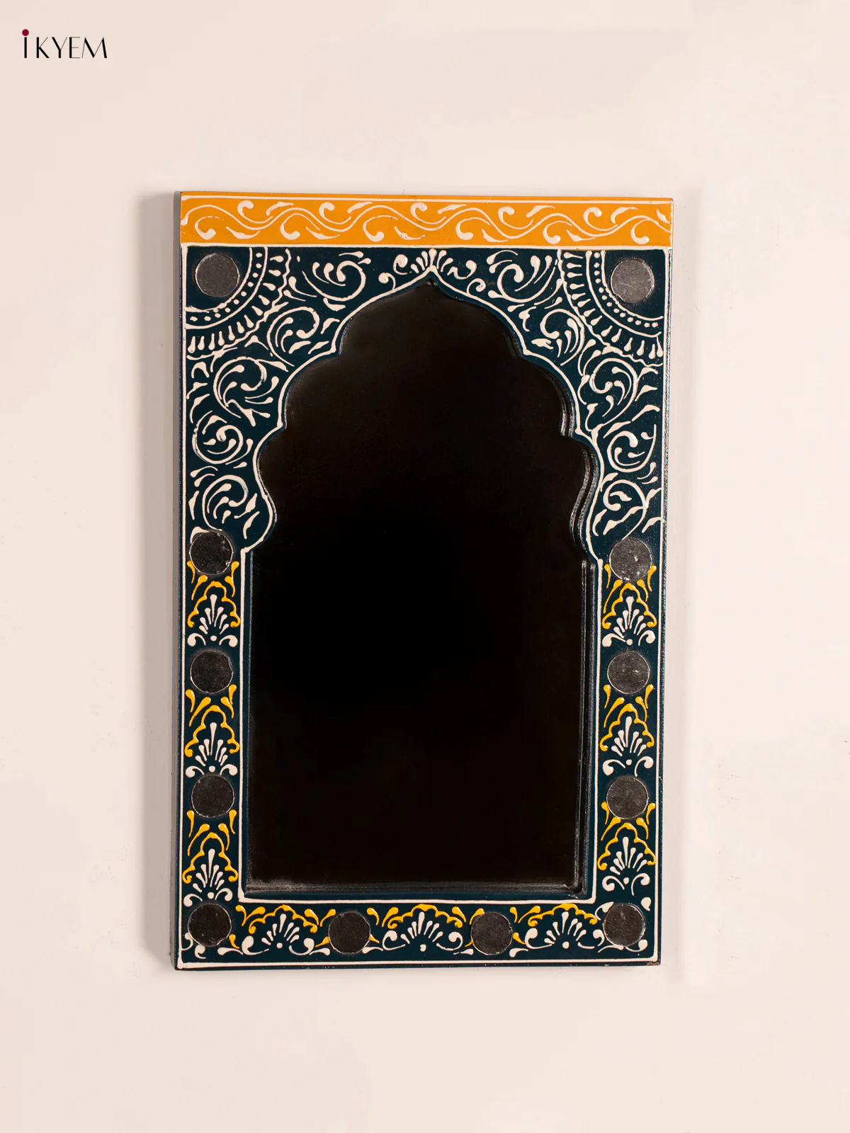Hand-PaintedWooden Jharokha Mirror - 11 Inch - KN08113