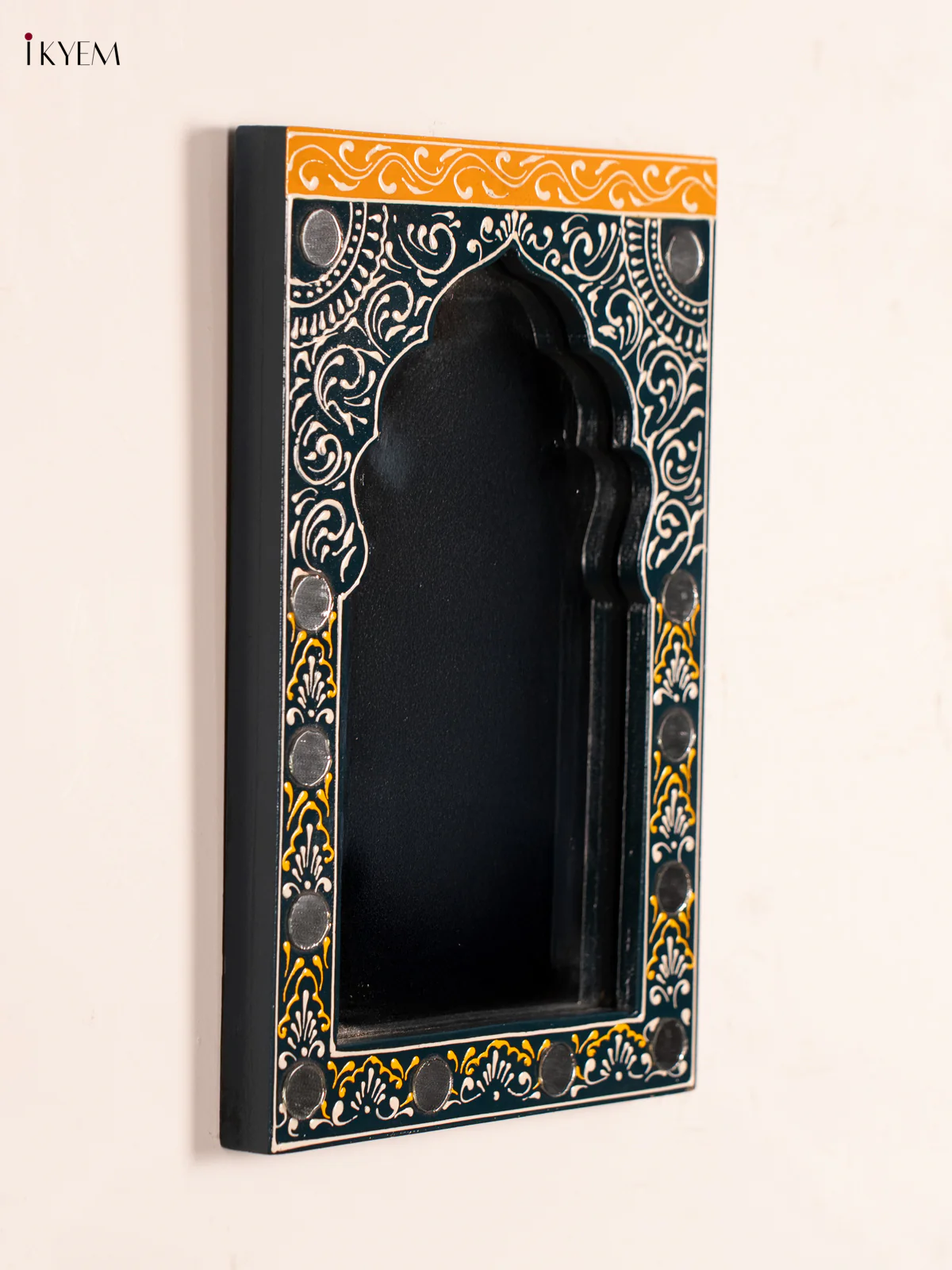 Hand-PaintedWooden Jharokha Mirror - 11 Inch - KN08113 - Image 4