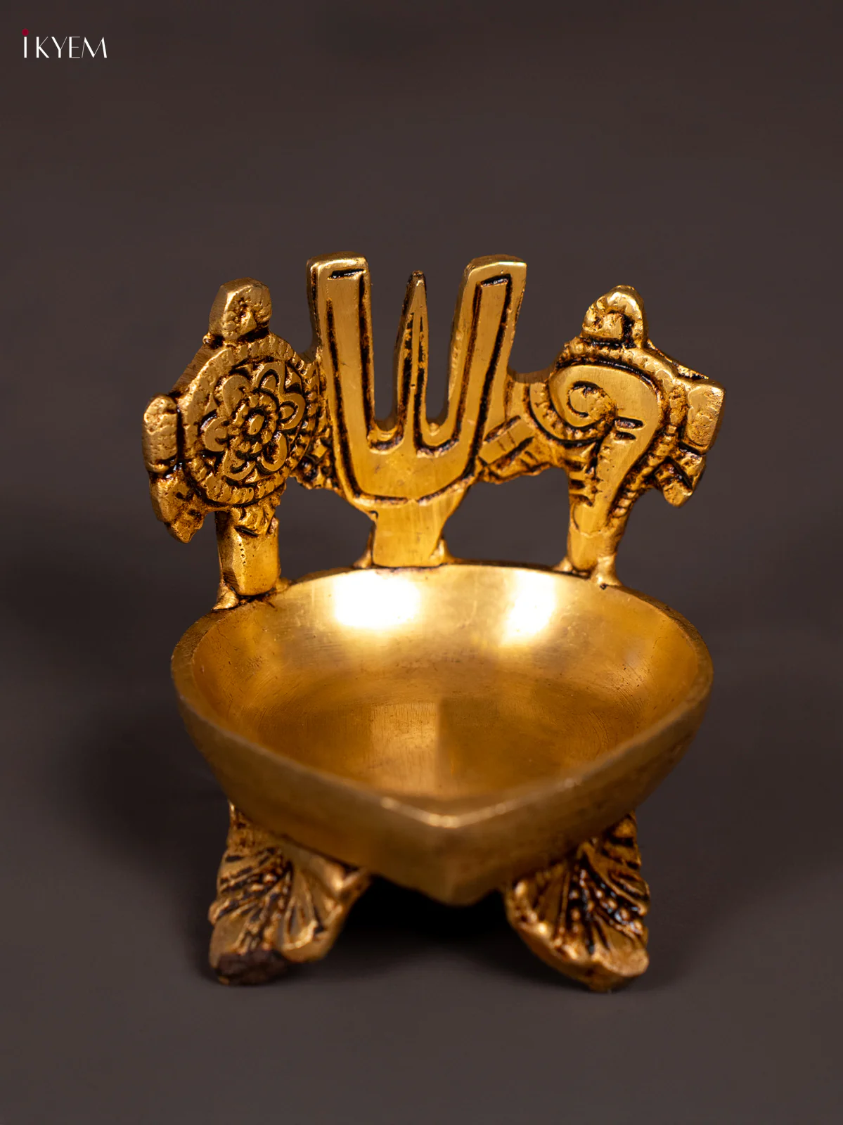 Brass Shank Chakra Naam Diya - 3 Inch - KN16112 - Image 3