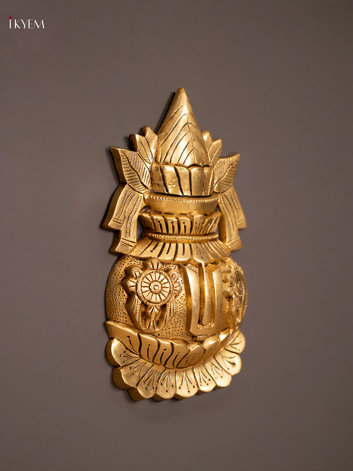 Brass Kalasam with Shank Chakra Naam Wall Hanging - 10 Inch - KN16115 - Image 3