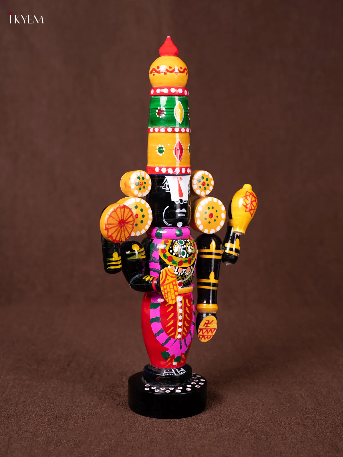 Wooden Hand Painted Kondapalli Lord Venkateswara - Idol - 14 inch - KN20129 - Image 2