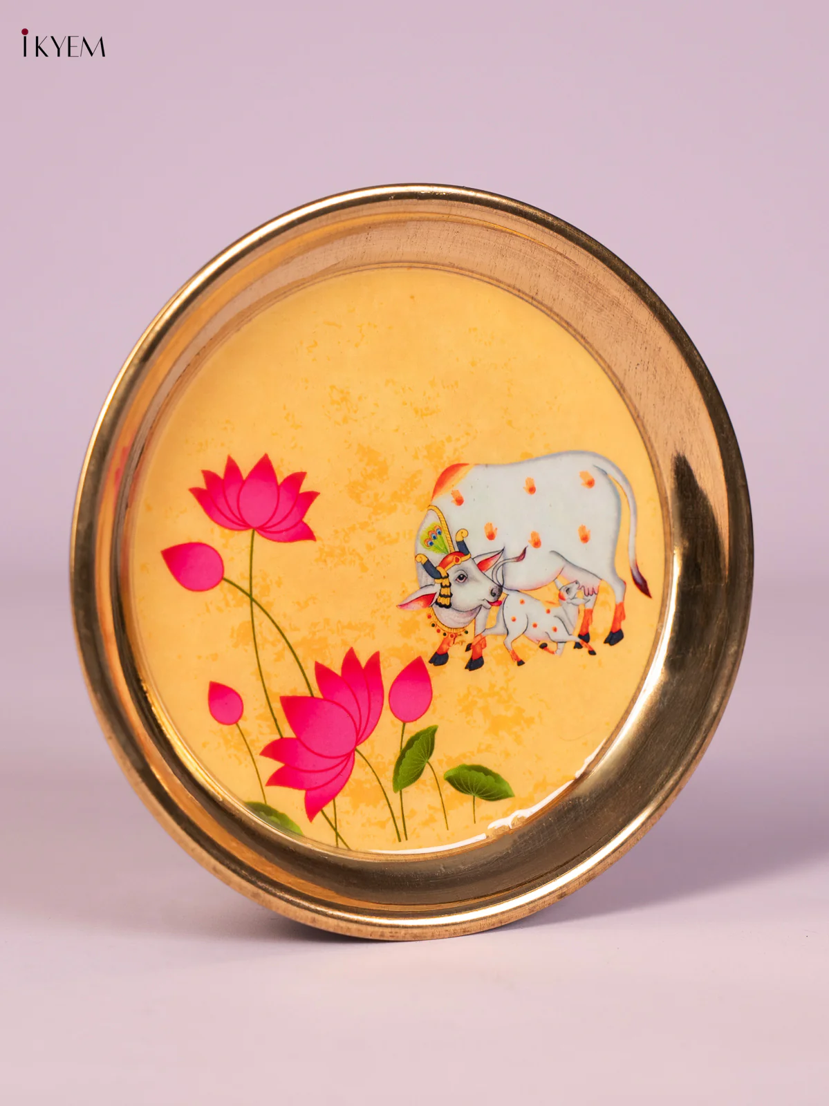 Cow & Calf Digital Printed Brass Plate - Sandle - 6 Inch - KN26115 - Image 3