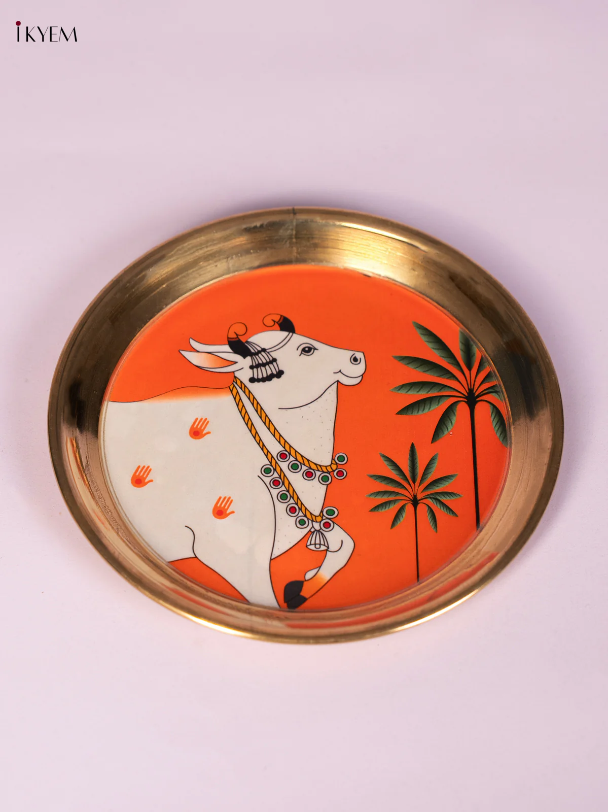 Cow Digital Printed Brass Plate - Orange - 6 Inch - KN26119 - Image 2