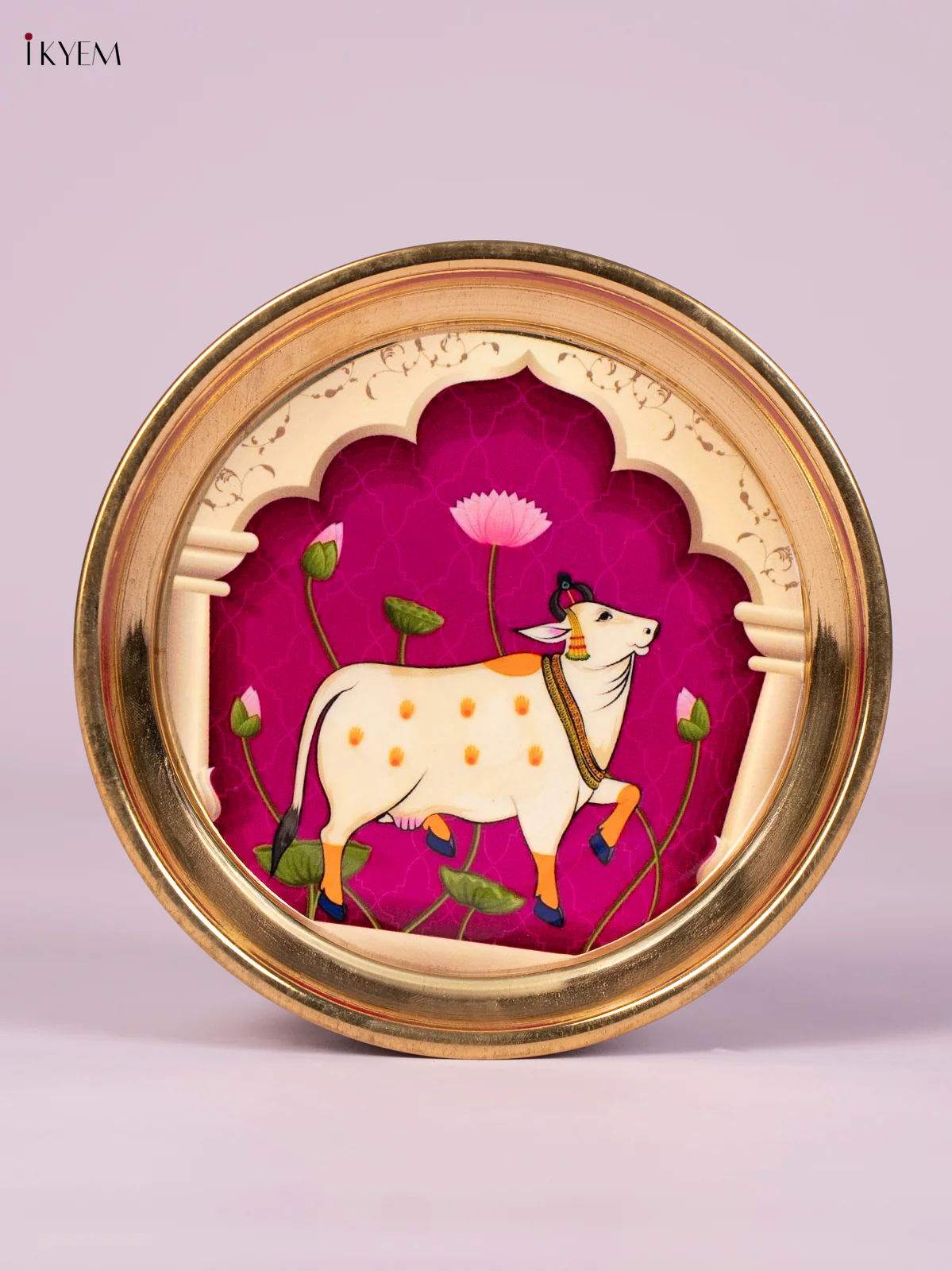 Cow Digital Printed Brass Plate - Purple - 6 Inch - KN26122