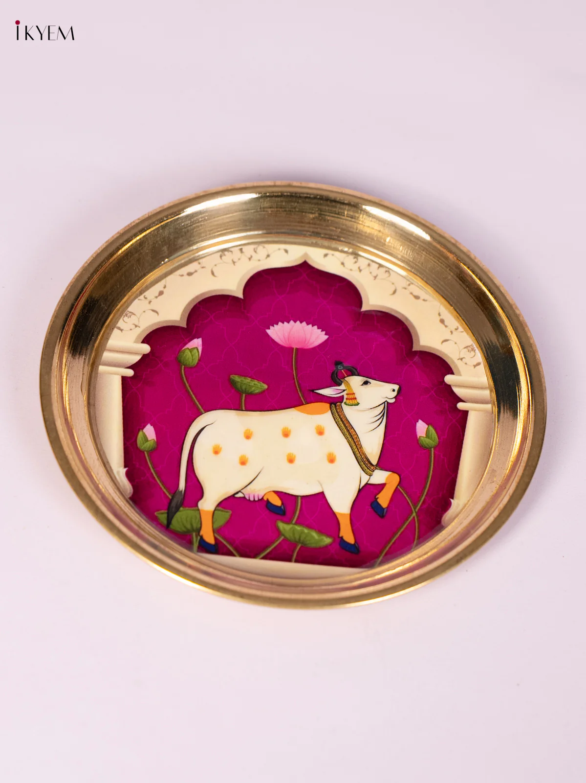 Cow Digital Printed Brass Plate - Purple - 6 Inch - KN26122 - Image 2