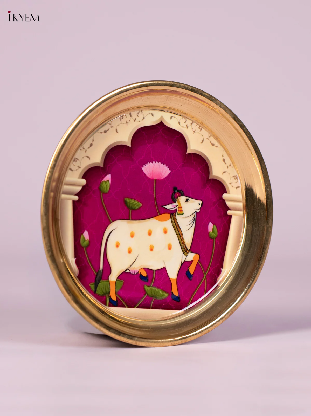 Cow Digital Printed Brass Plate - Purple - 6 Inch - KN26122 - Image 3