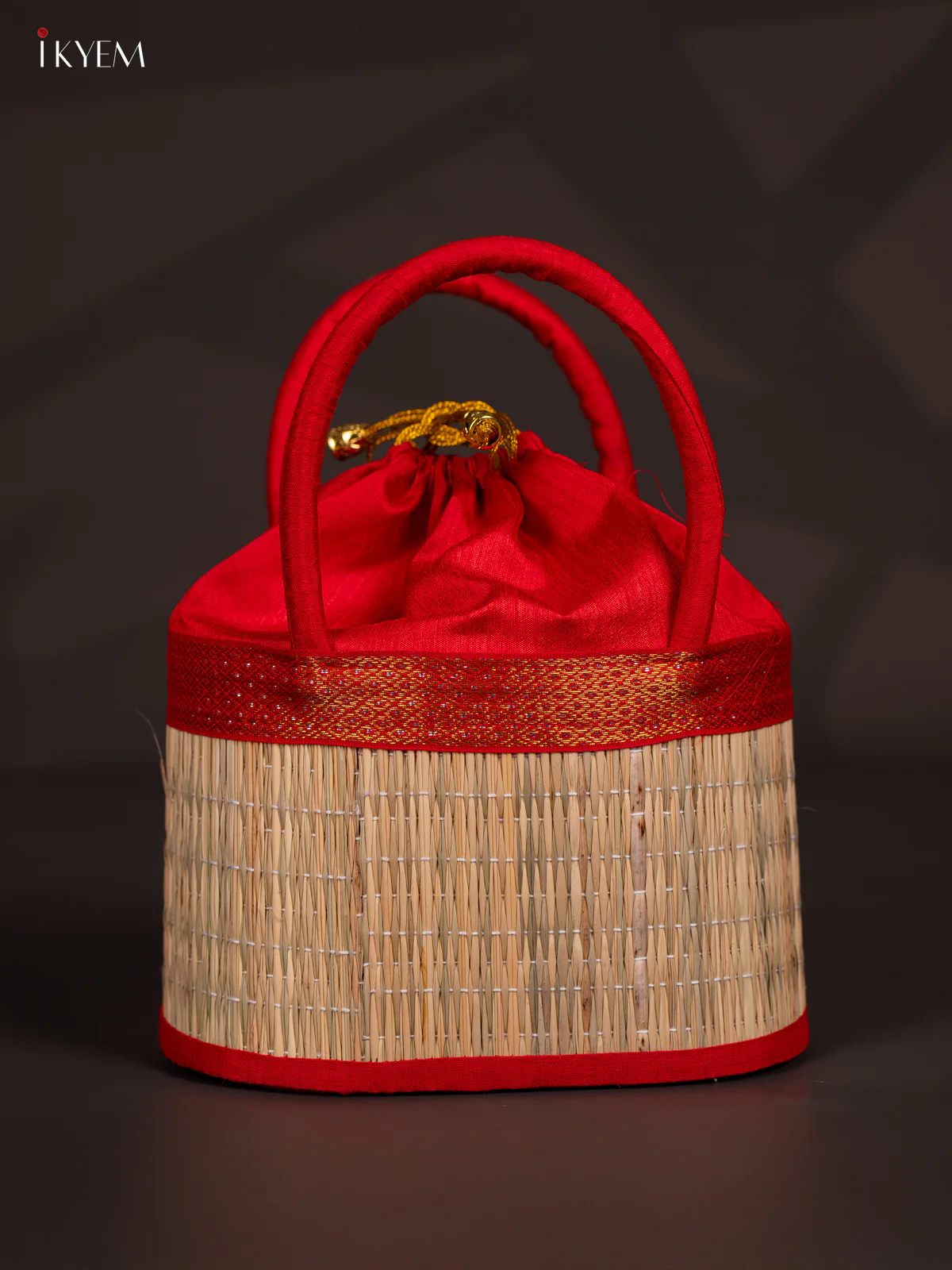Red Korai Stackable Basket With Potli - 5 Inch - KN28129