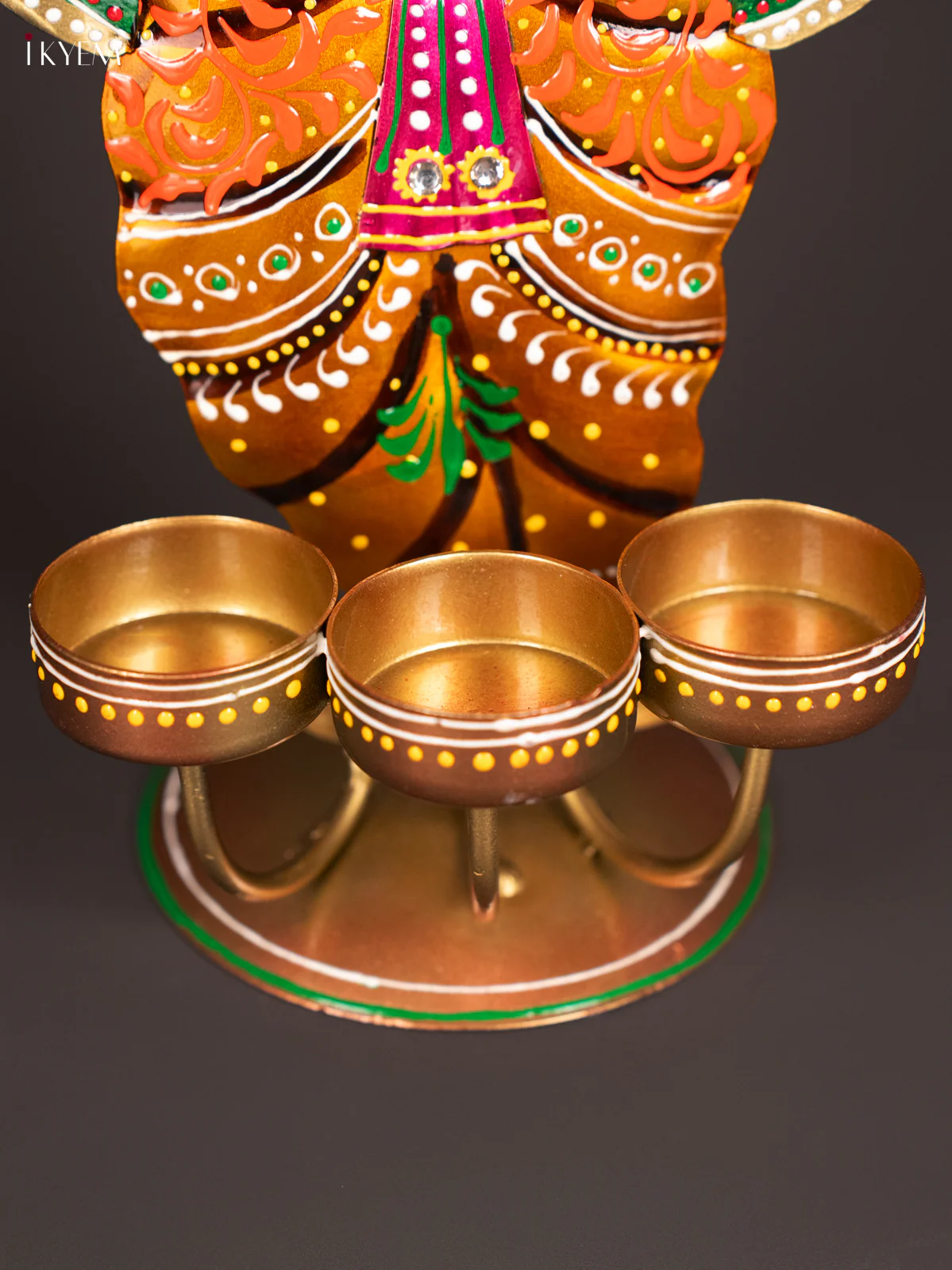 METAL PAINTED TEA LIGHT GANESH ON STAND - Image 2
