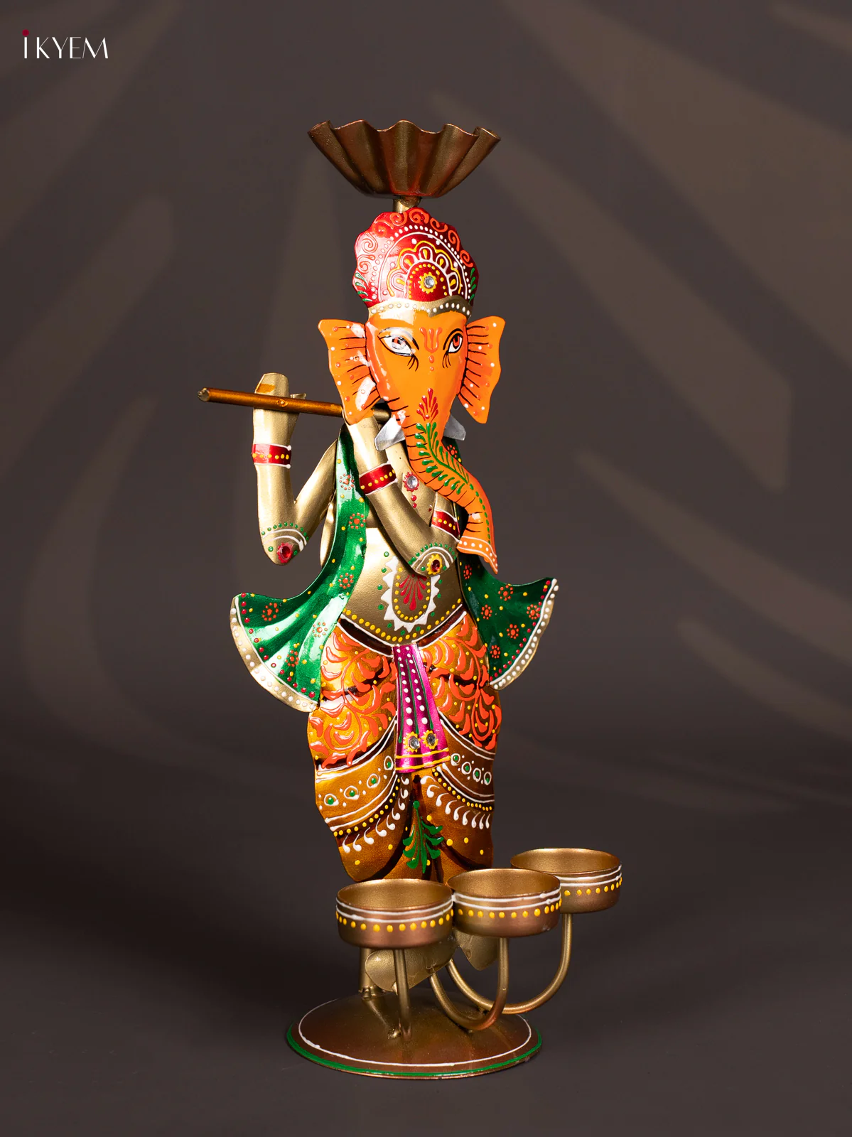 METAL PAINTED TEA LIGHT GANESH ON STAND - Image 4