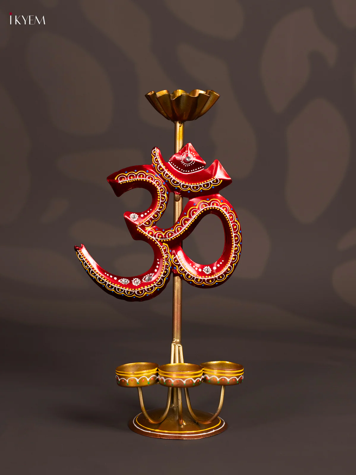 METAL PAINTED 4 TEA LIGHT OM W /STAND - KN29194