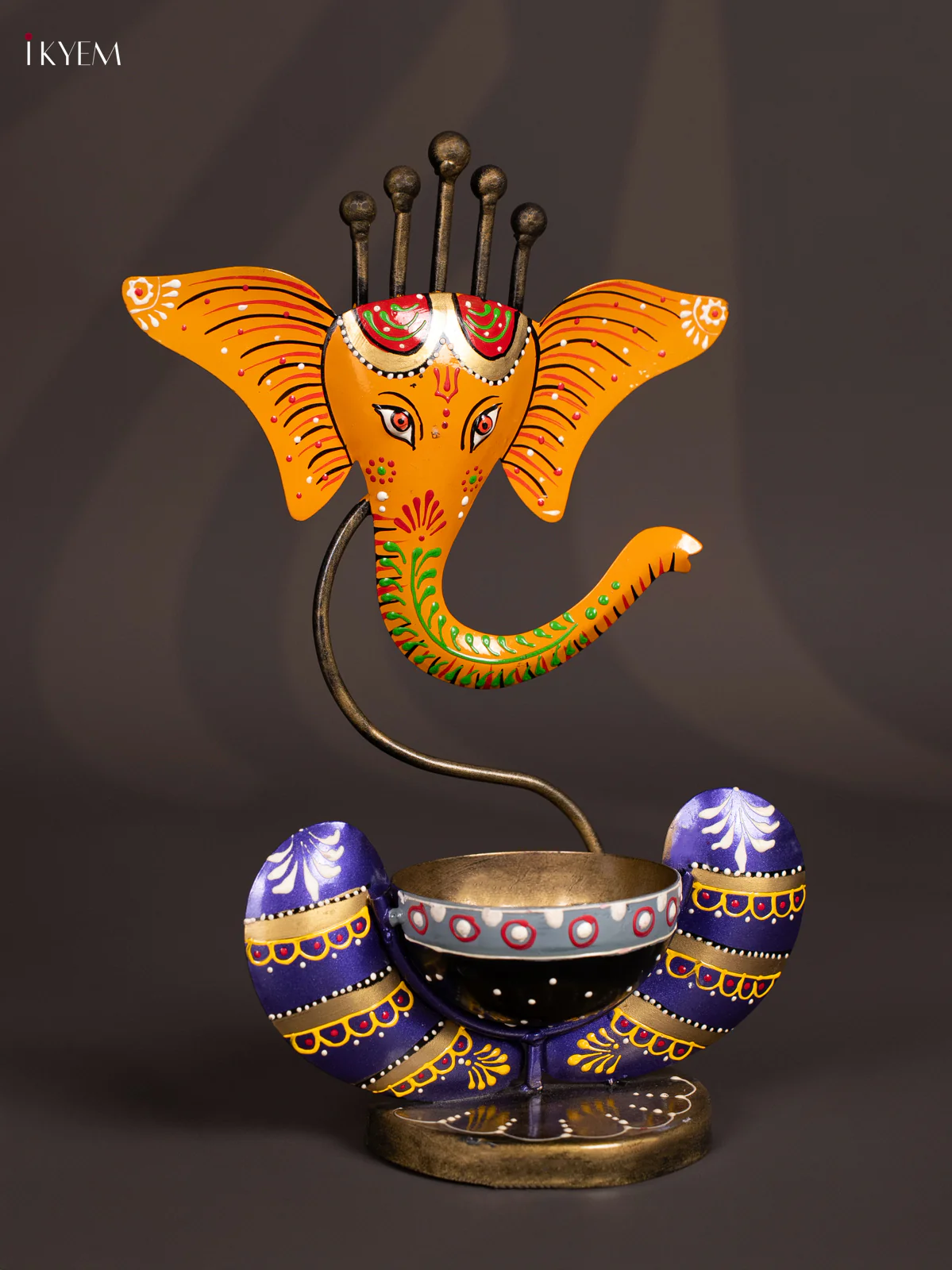 METAL PAINTED GANESHA TEA LIGHT YELLOW - KN29199 - Image 4
