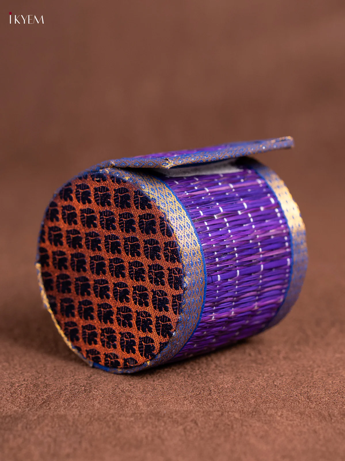 Raw Silk Korai Bangle Box - Blue - 4 Inches - KN30112