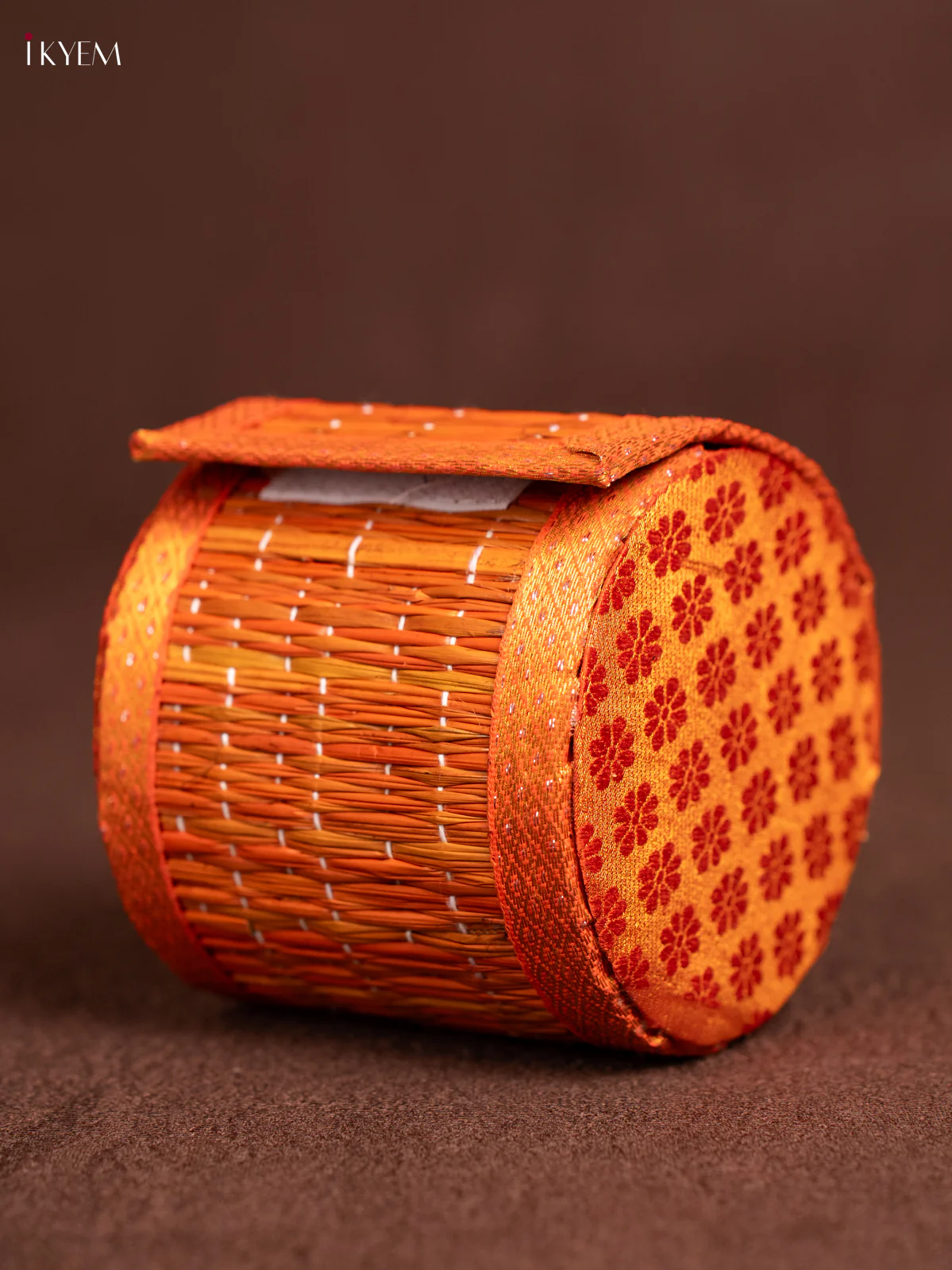 Raw Silk Korai Bangle Box - Orange - 4 Inches - KN30113