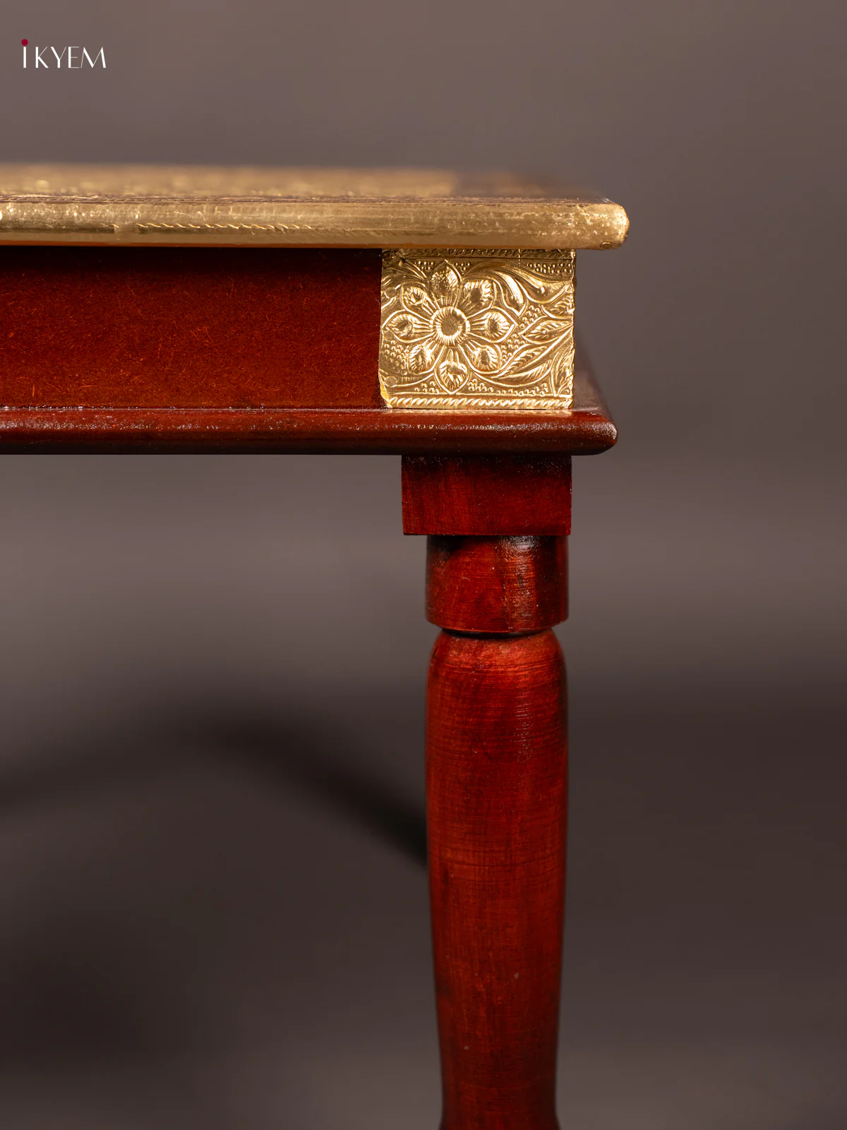 Brass Fitted Square Wooden Stool - (14.5×14.5) Inch - KN31113 - Image 3