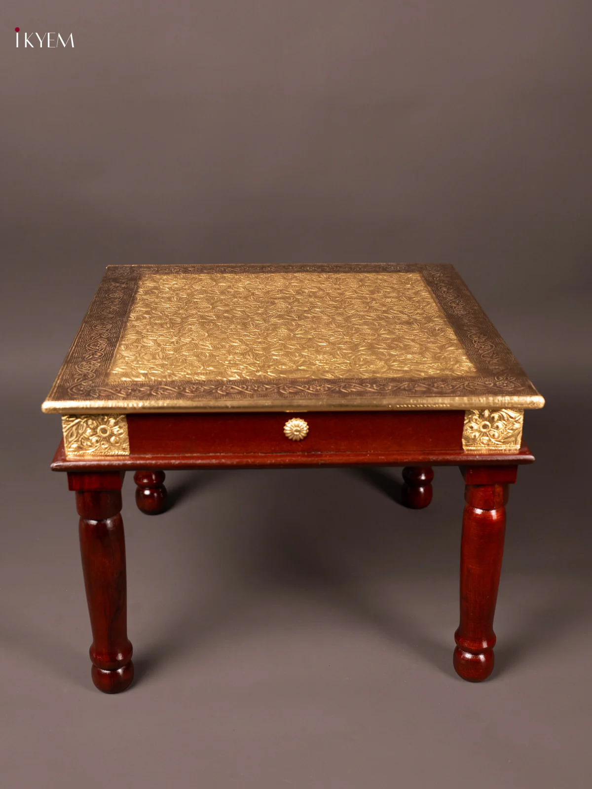 Brass Fitted Square Wooden Stool - (16.5×16.5) Inch - KN31114 - Image 4