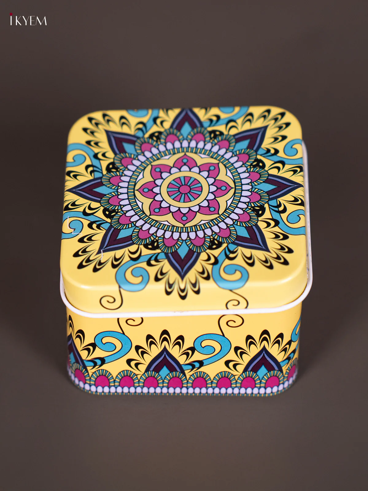 Square Decorative Tin Box - Yellow- KN31214