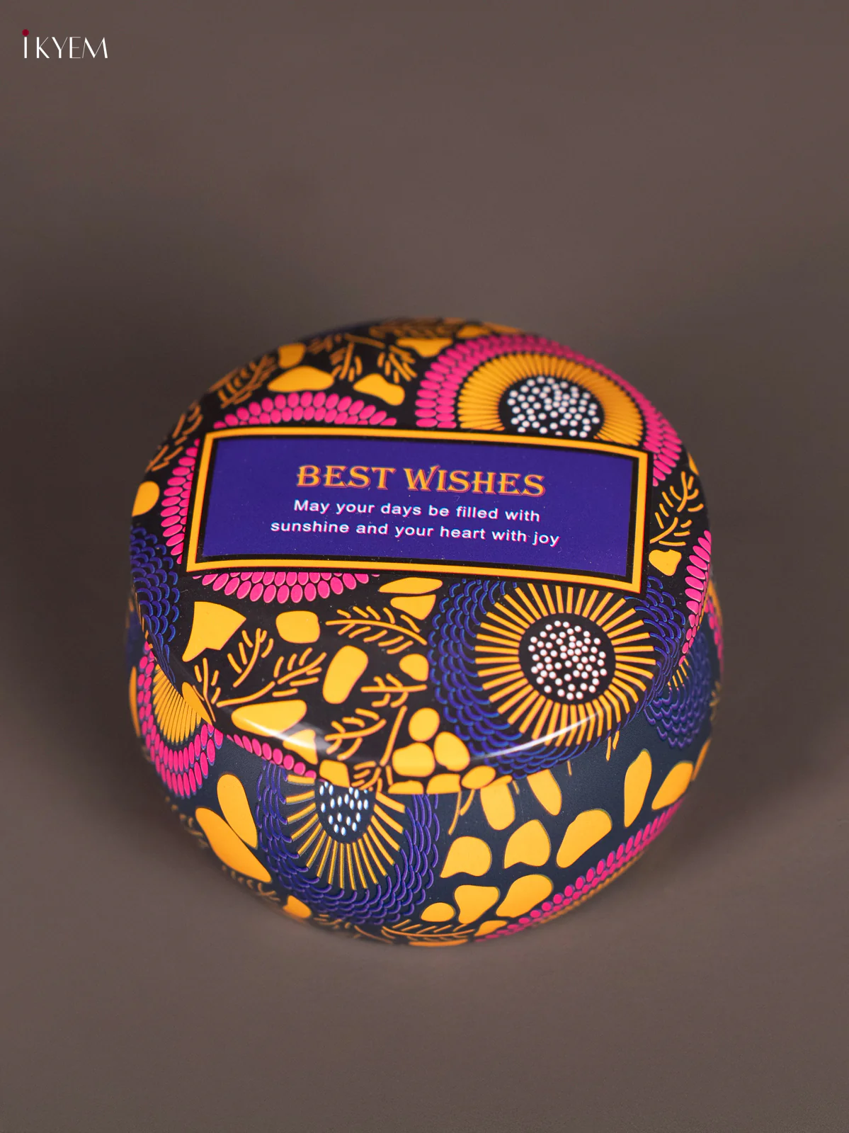 Round Decorative Tin Box - Multicolour - KN31226