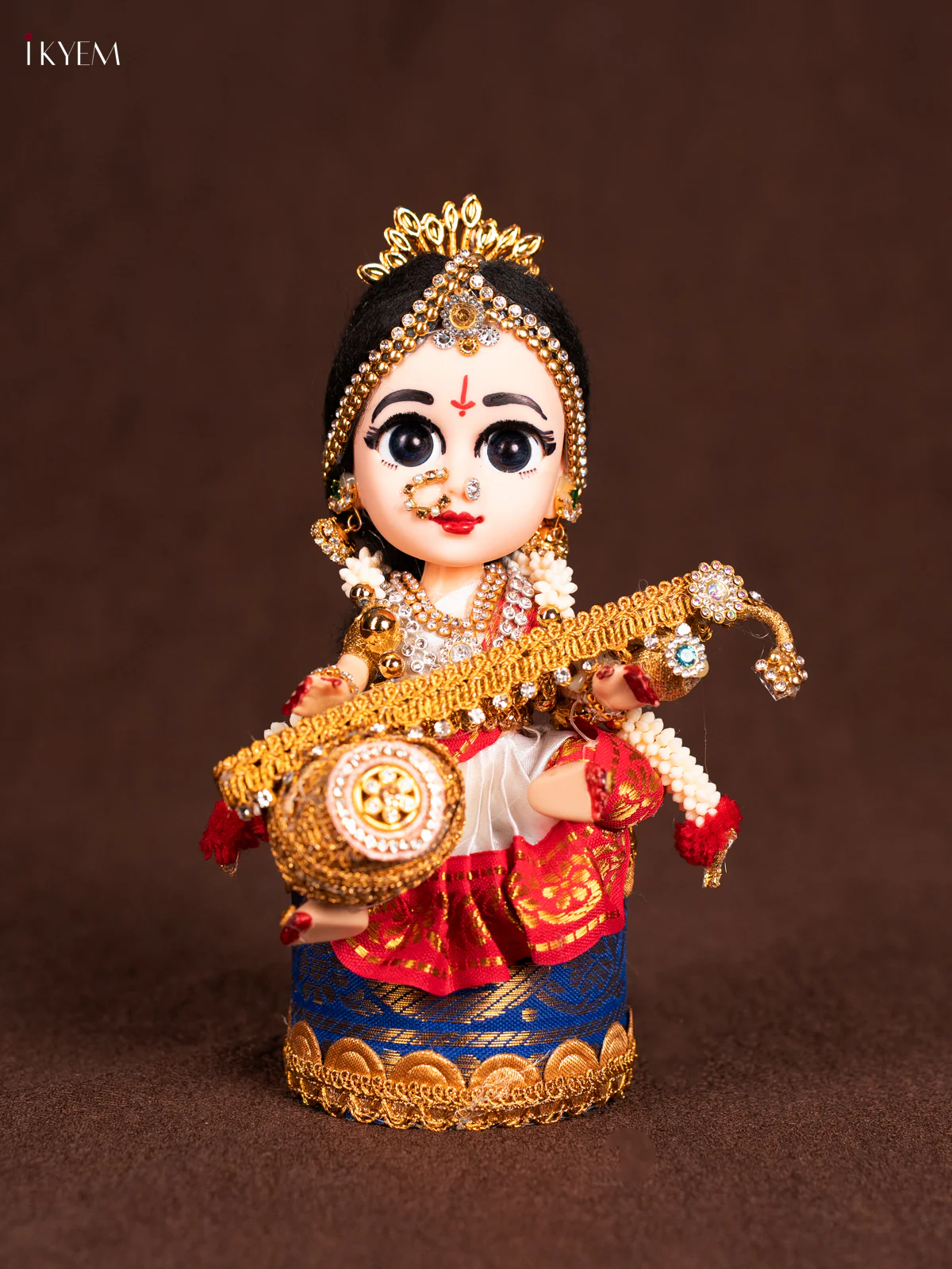 Cute Devi Saraswati Doll Seer Varisai- White with pink - KN31240