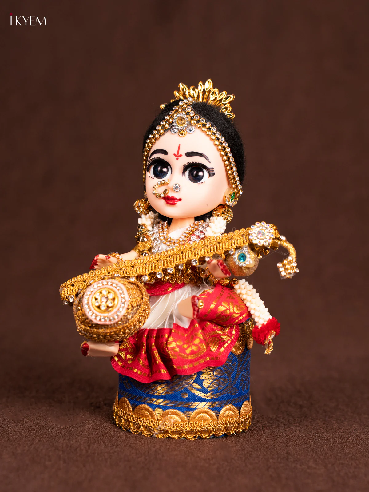 Cute Devi Saraswati Doll Seer Varisai- White with pink - KN31240 - Image 3