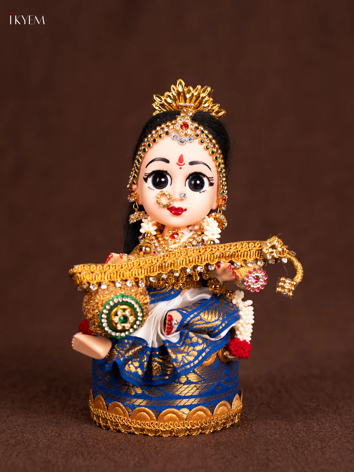 Cute Devi Saraswati Doll Seer Varisai- White with Blue - KN31241