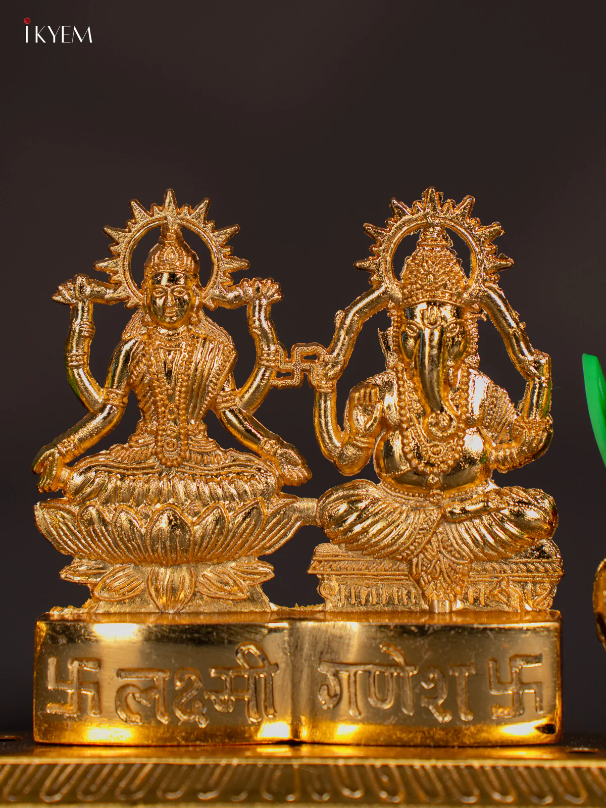 Exquisite Gold Plated Lakshmi Ganesha Idol with Kalash - KI22115 - Image 2
