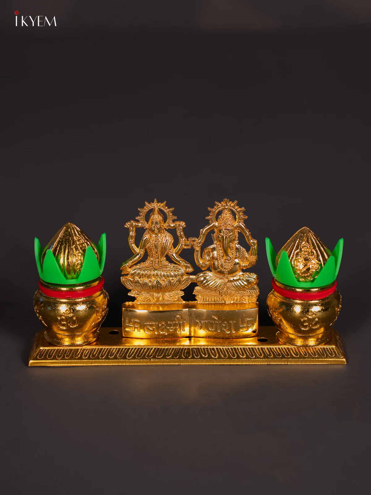 Exquisite Gold Plated Lakshmi Ganesha Idol with Kalash - KI22115 - Image 4